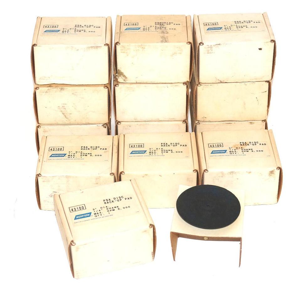 Used LOT OF 13 NORTON 43100 PSA DISC BACK-UP PAD 3'' DIA. 1/4'' SHANKS MAX. RPM 8,000