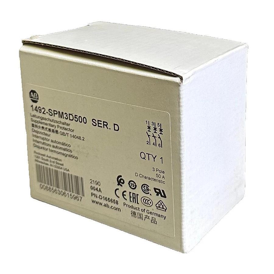 Used NEW ALLEN BRADLEY 1492-SPM3D500 /D SUPPLEMENTARY PROTECTOR 3P 50A 1492SPM3D500