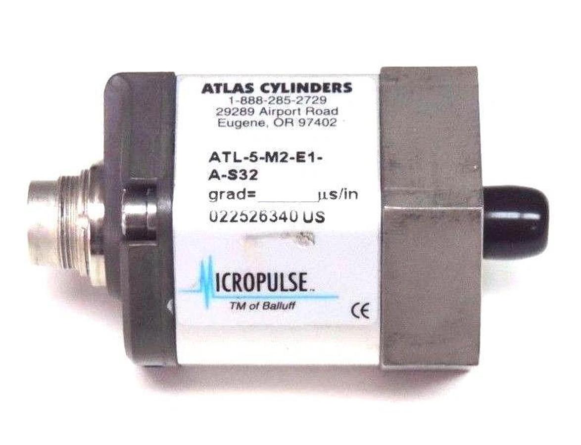 Used ATLAS CYLINDERS MICROPULSE ATL-5-M2-E1-A-S32 TRANSDUCER ATL5M2E1AS32