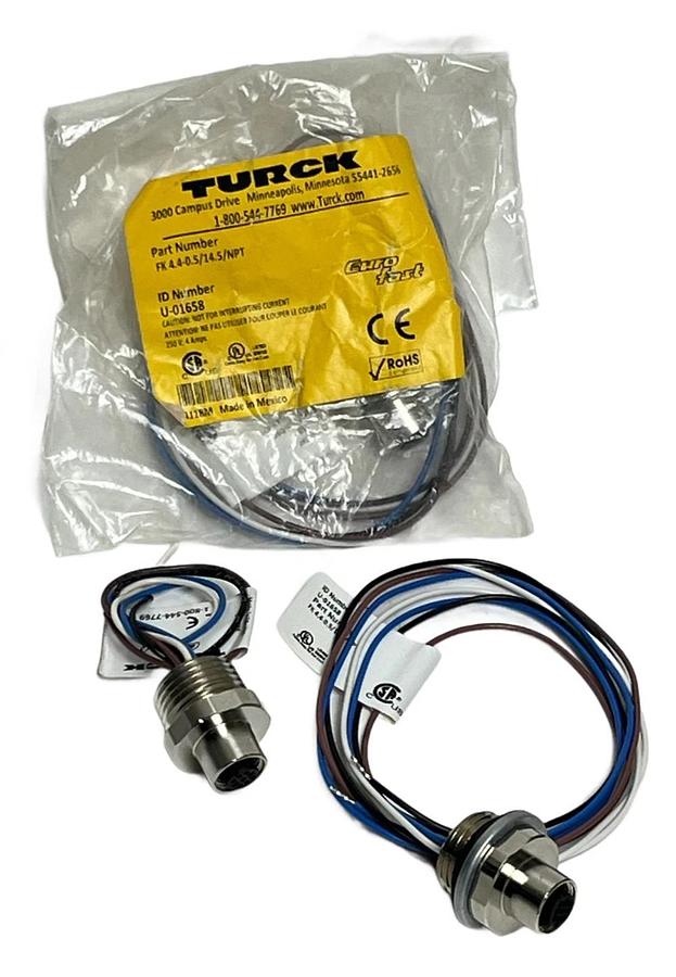 Lot of 3 Turck FK 4.4-0.5/14.5/NPT M12 Female Receptacles 4-Pin NEW Surplus