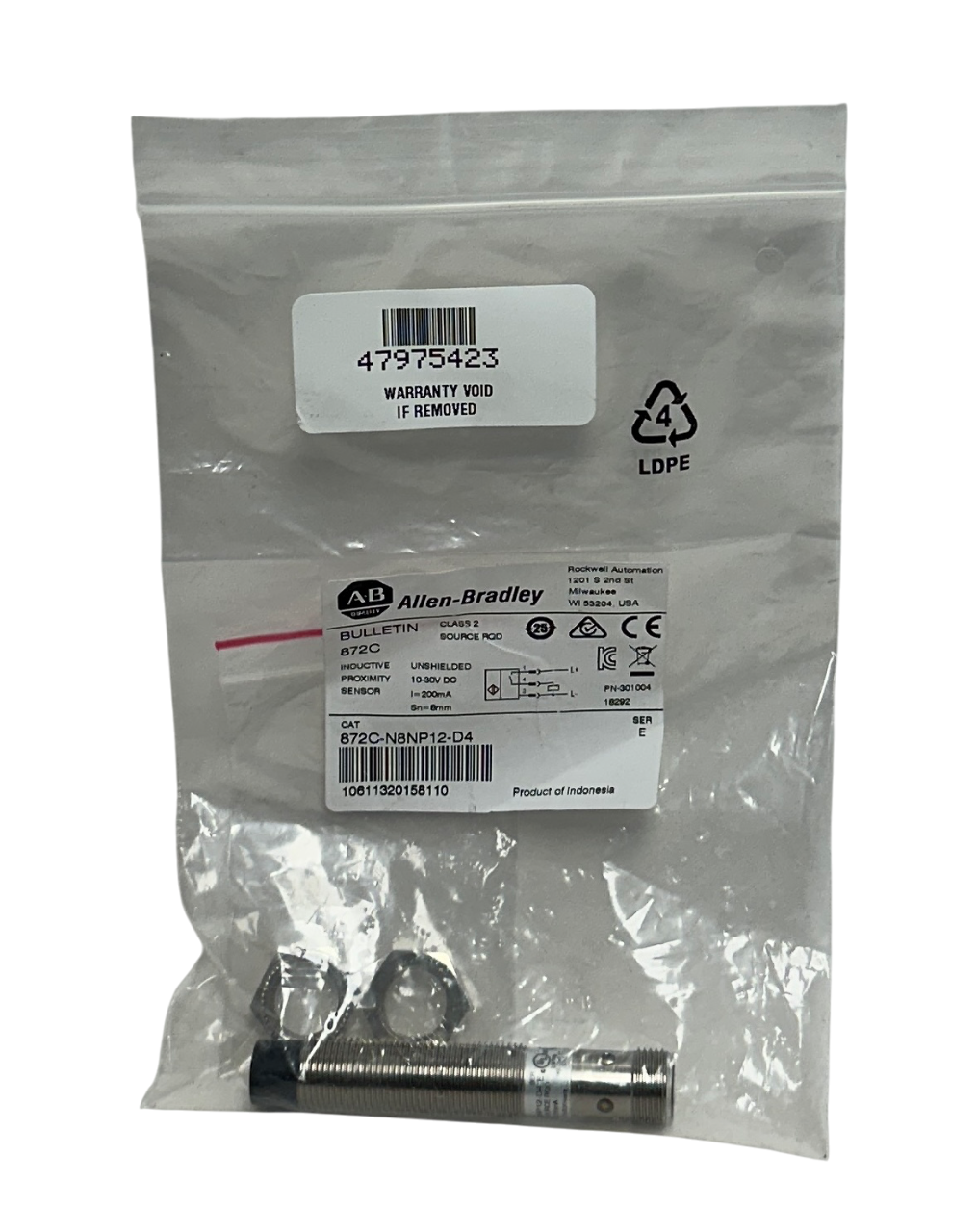 Used ALLEN BRADLEY 872C-N8NP12-D4 /E INDUCTIVE PROXIMITY SENSOR 10-30VDC 8mm NSMP