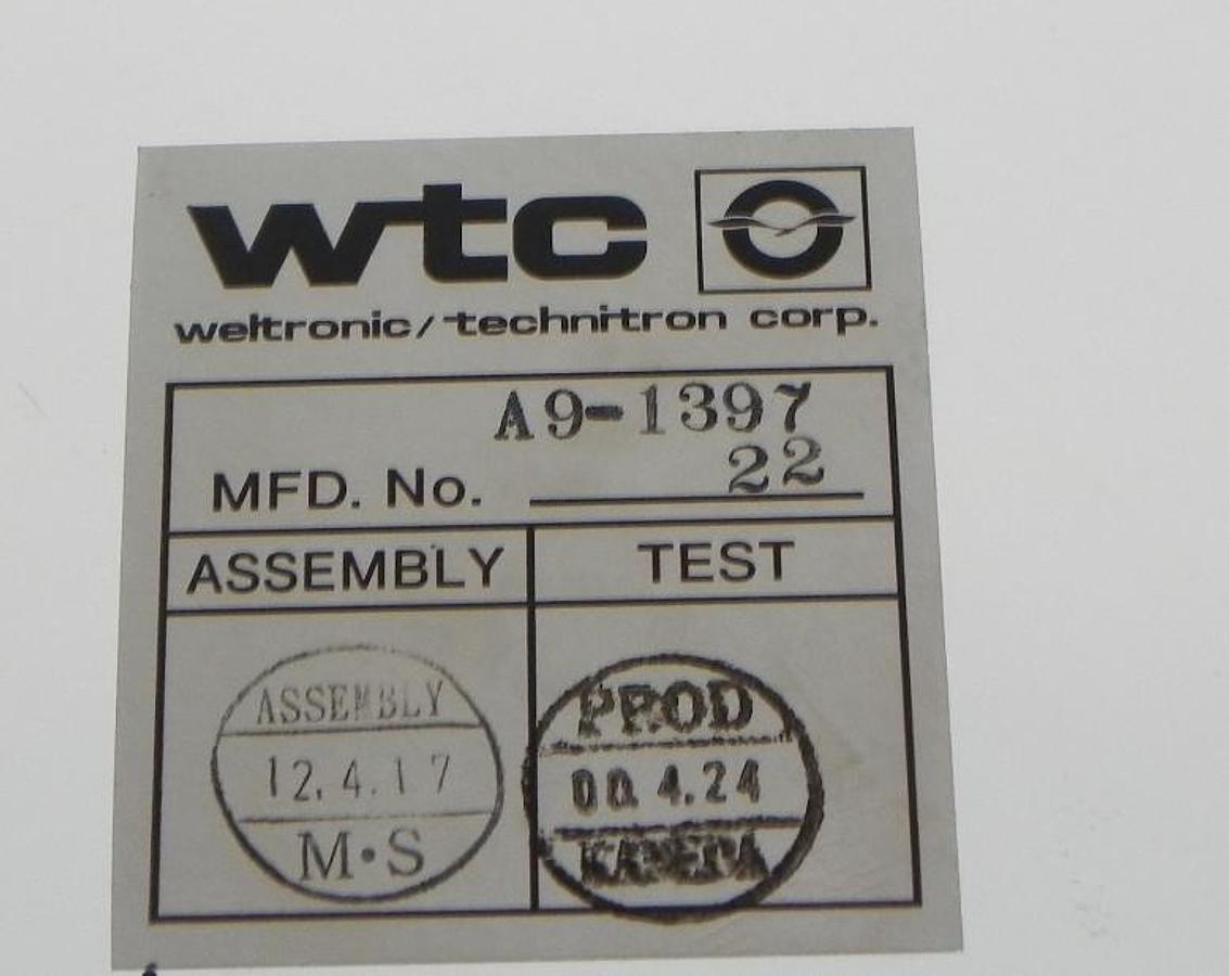 Used WELDING TECHNOLOGY CORP. U60-T95A TIMER FOR WELDING CONTROL U60T95A