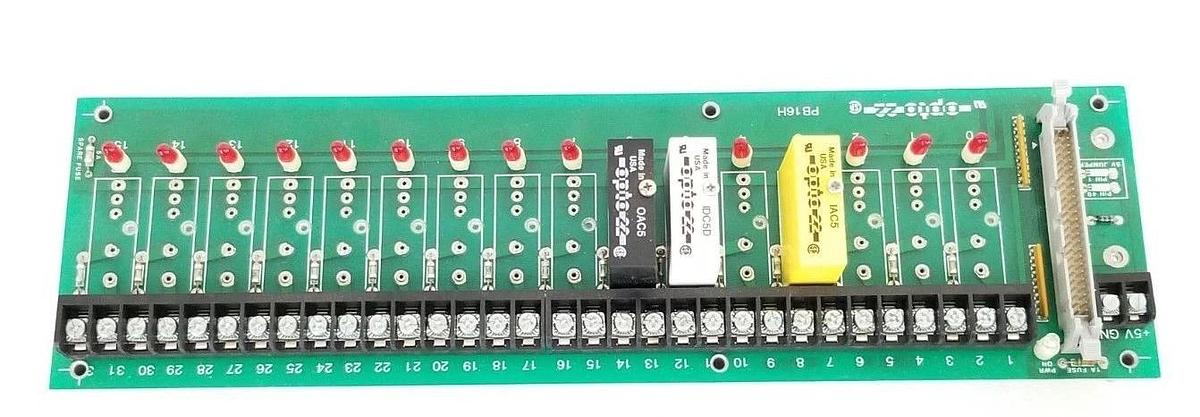Used OPTO 22 PB16H LOGIC CONTROLLER RACK BOARD W/ OAC5 , IDC5D , IAC5 001820C