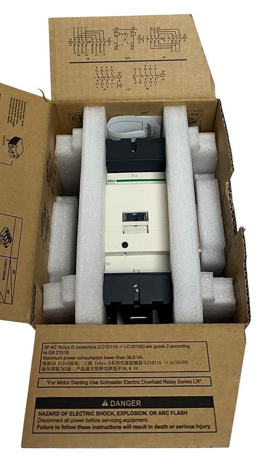 Used SCHNEIDER ELECTRIC LC1D150G7 TySys CONTACTOR 150A 3-POLE 120VAC 3NO NSMP