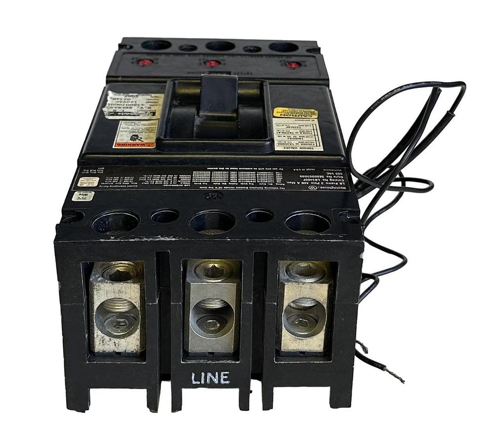 Used WESTINGHOUSE LB3400F / 5680D03G08 CIRCUIT BREAKER 3-POLE 400A 600V W/ 458D070G01