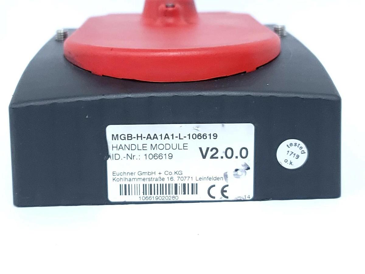 Used EUCHNER MGB-H-AA1A1-L-106619 HANDLE MODULE ID. NO. 106619 V2.0.0