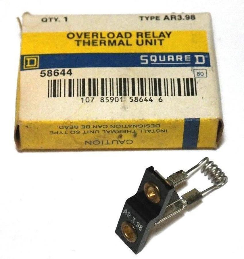 Used LOT OF 5 NIB SQUARE D AR3.98 THERMAL OVERLOAD RELAYS 586644