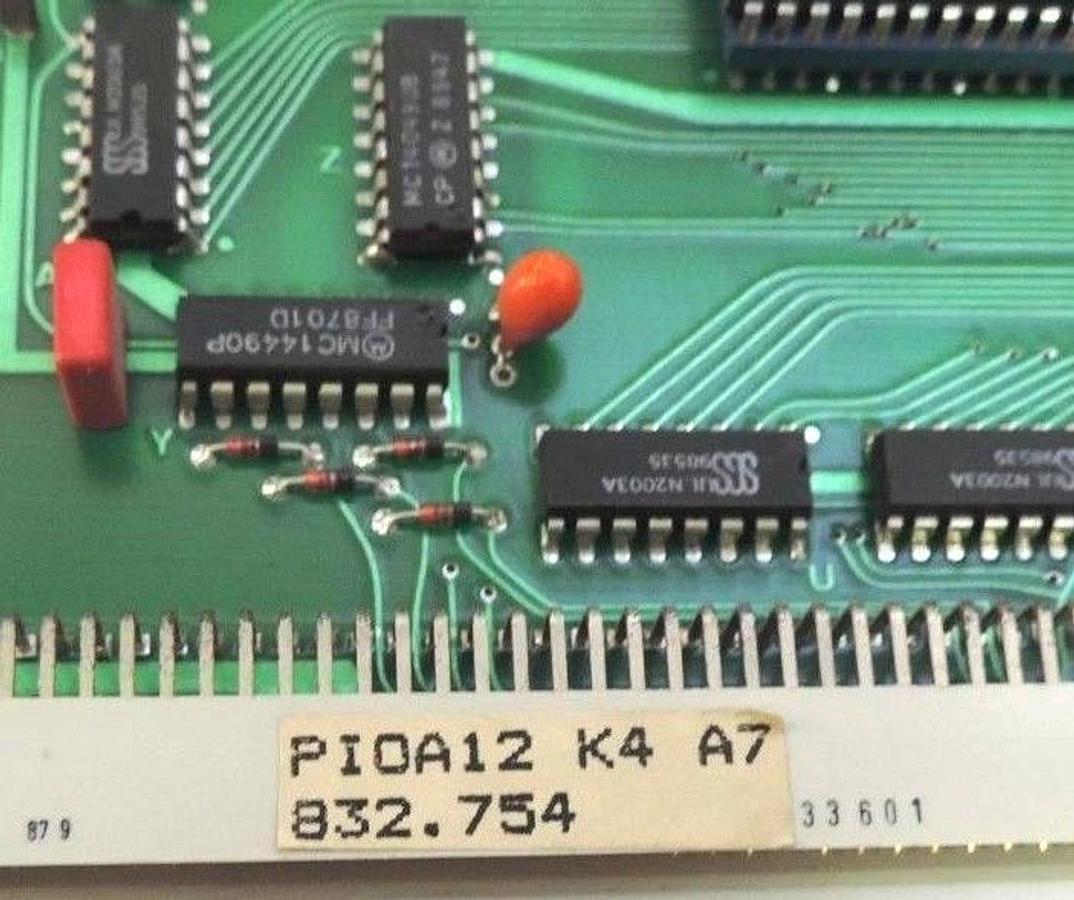 Used HEINEN ELEKTRONIK PIOA12 K4 A7 832.754 PC BOARD 60907-7.4, PIOA