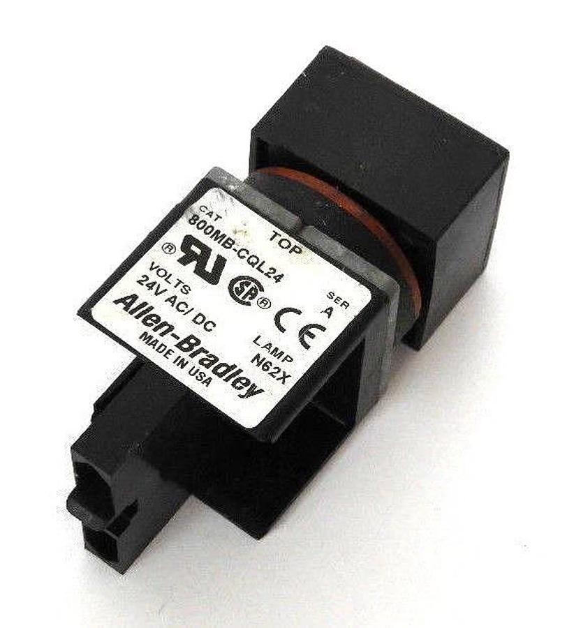 Used ALLEN BRADLEY 800MB-CQL24 PILOT LIGHT SER. A, 800MB-CQL24, 24V, N62X LAMP