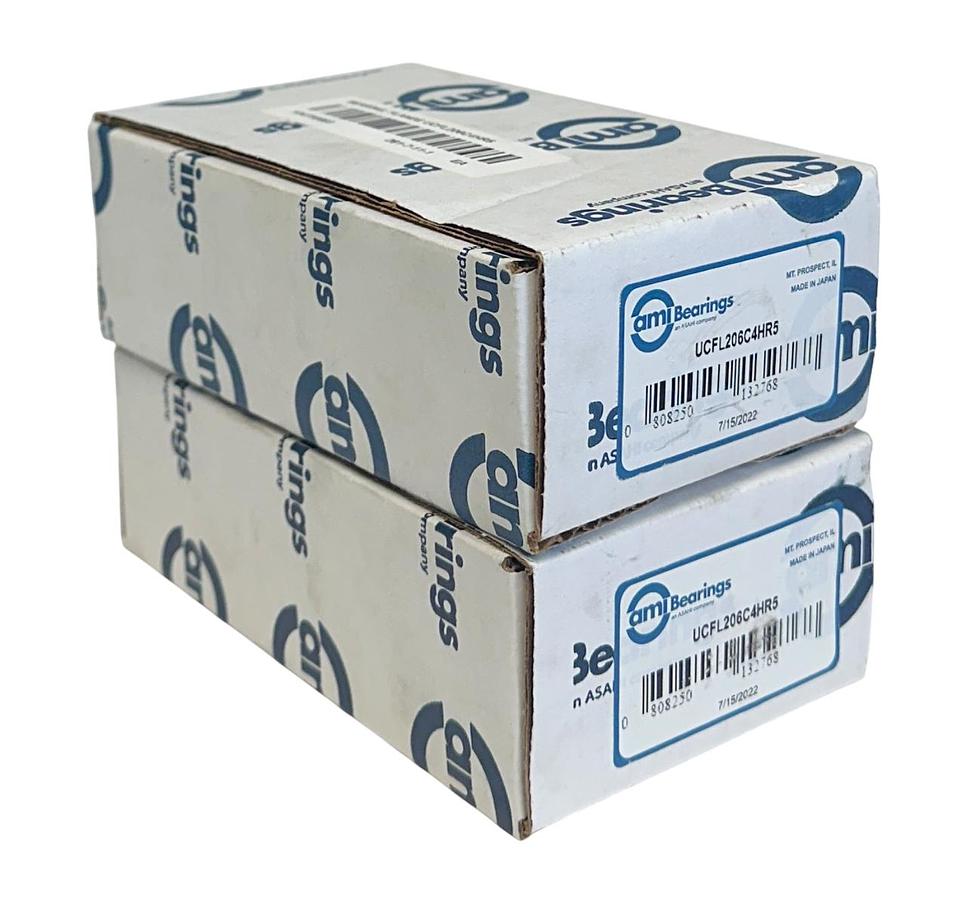 Used 2 AMI BEARINGS UCFL206C4HR5 HIGH-TEMP FLANGE MOUNT BEARINGS 2-BOLT 30mm NSMP