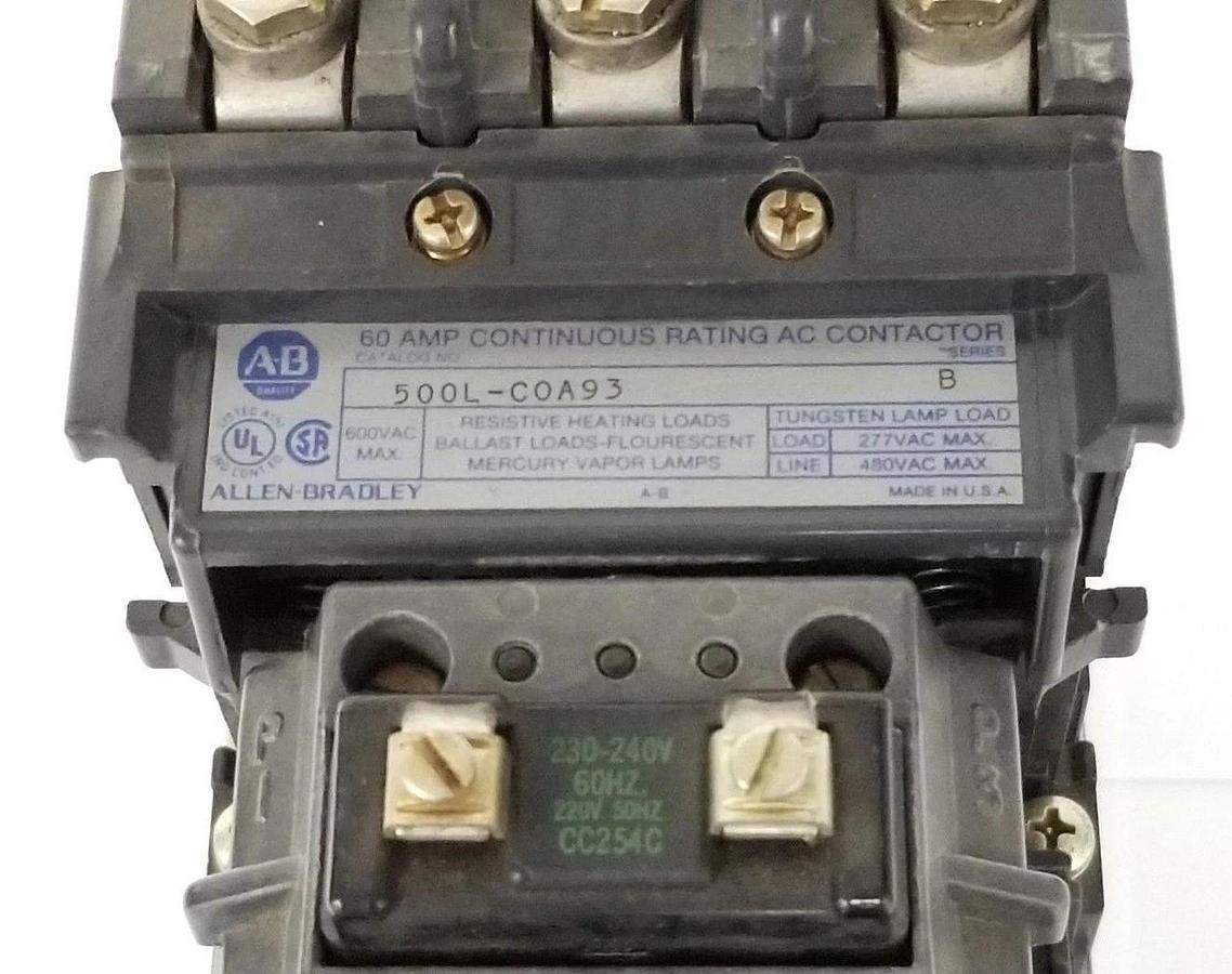 Used ALLEN BRADLEY 500L-COA93 LIGHTING CONTACTOR CC254C 230-240V, 60HZ