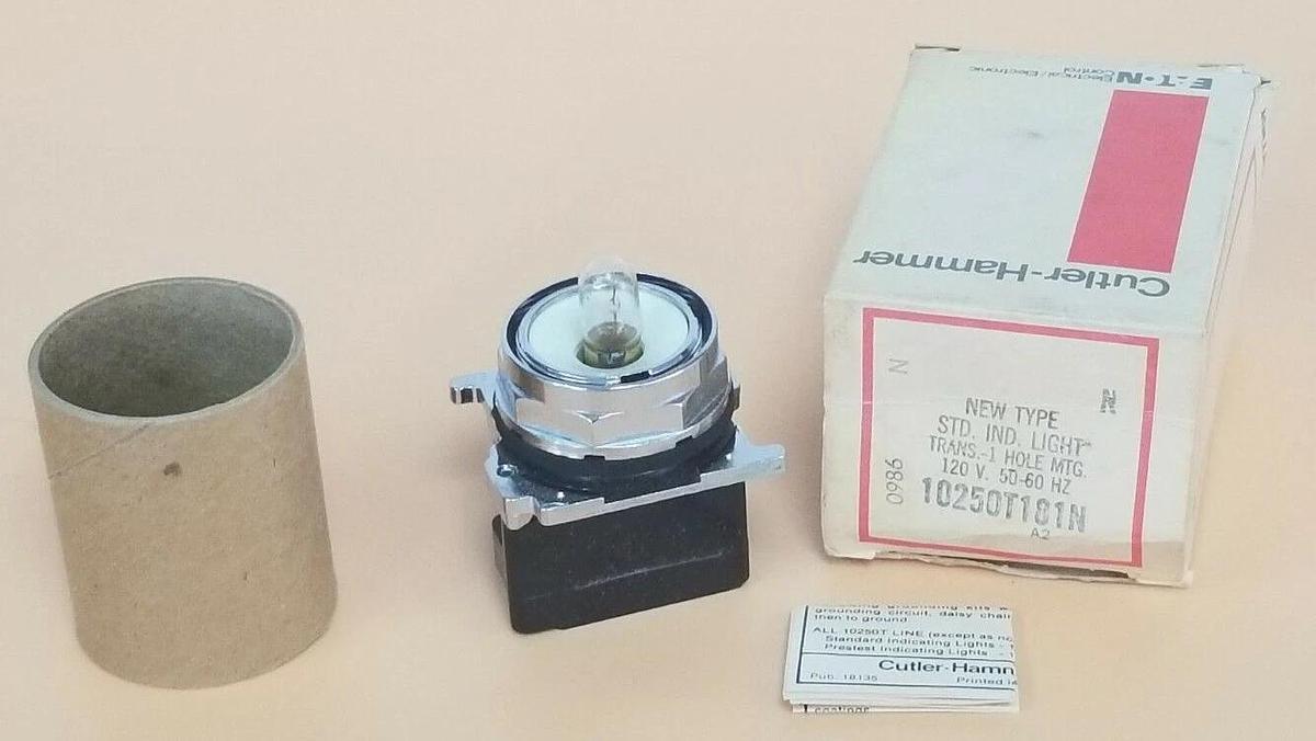 Used NIB EATON CUTLER-HAMMER 10250T181N INDICATOR LIGHT 10250T, 120V, 50/60HZ