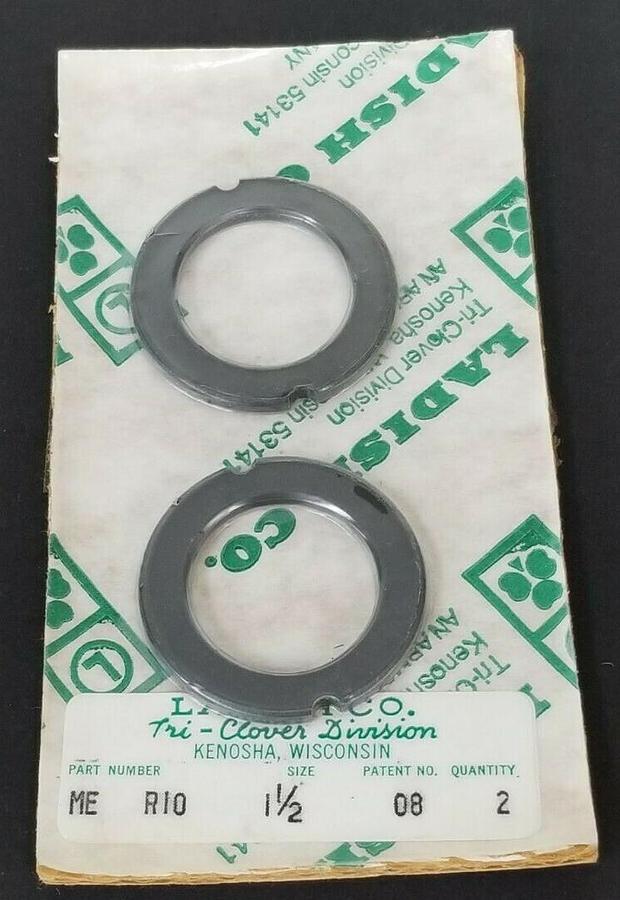Used LOT OF 2 NEW TRI-CLOVER ME RI0 1-1/2 CARBON SEALS PATENT NO. 08
