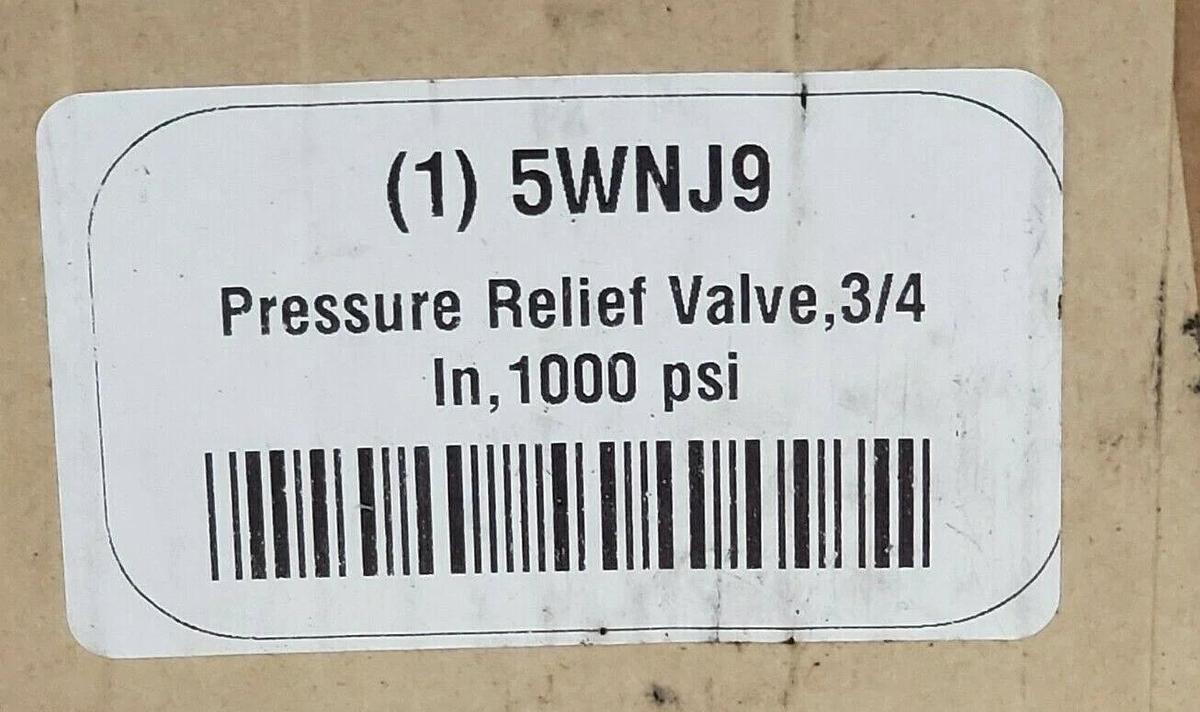Used NEW CASH VALVE 5WNJ9 PRESSURE RELIEF VALVE, 3/4'', 1000 PSI