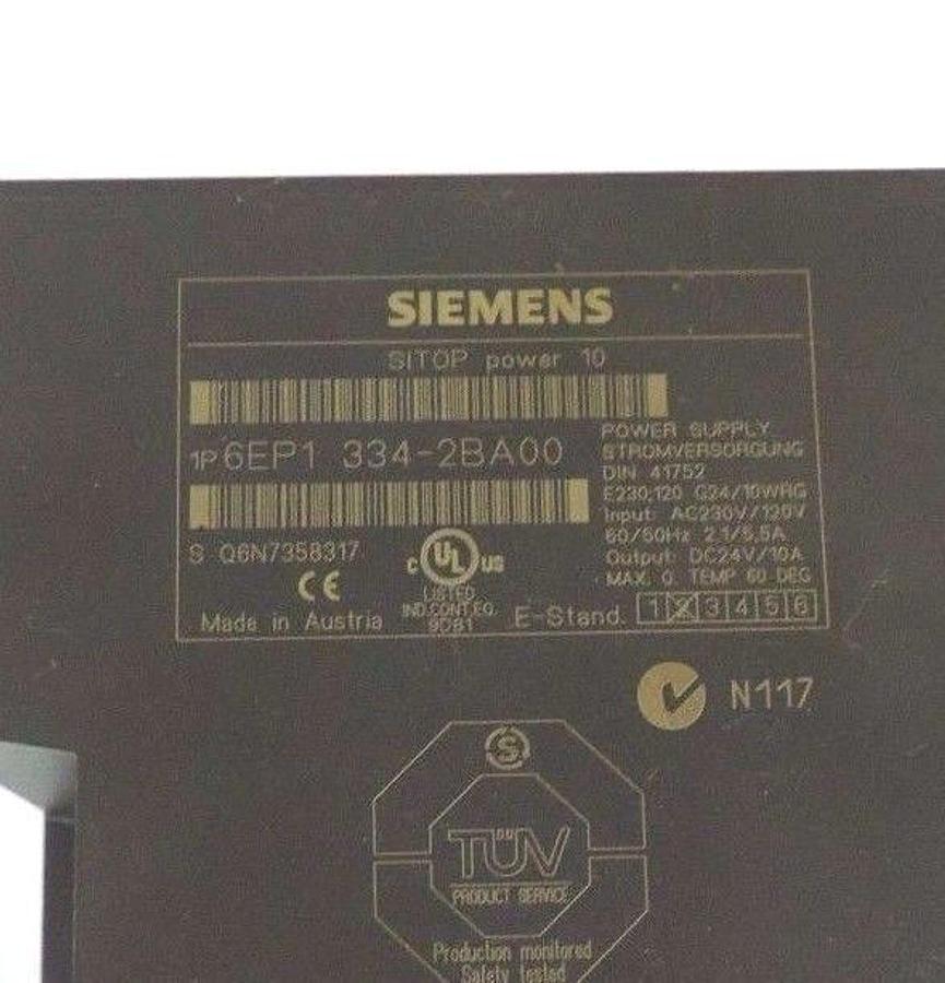 Used SIEMENS 6EP1 334-2BA00 SITOP POWER SUPPLY 24VDC, 220VAC, 6EP13342BA00