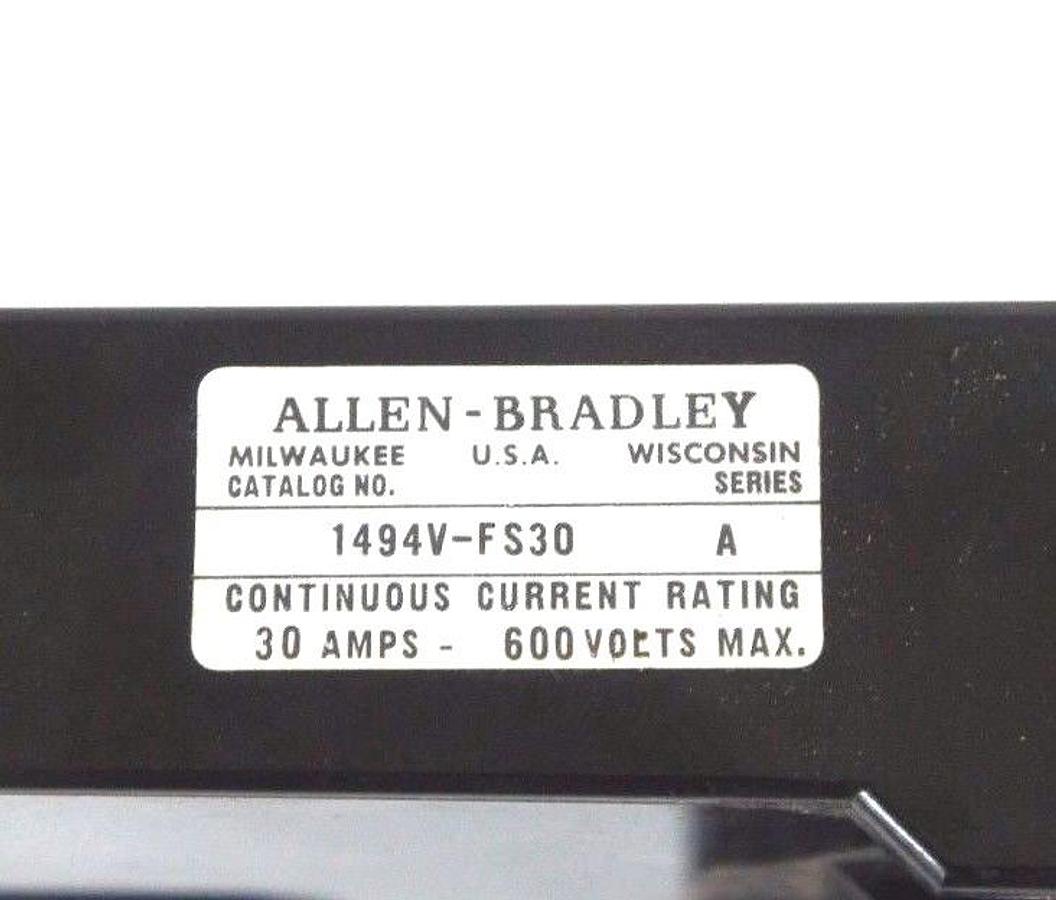 Used ALLEN BRADLEY 1494V-FS30 TRAILER FUSE BLOCK SER A 30AMP, 600V MAX 1494VFS30