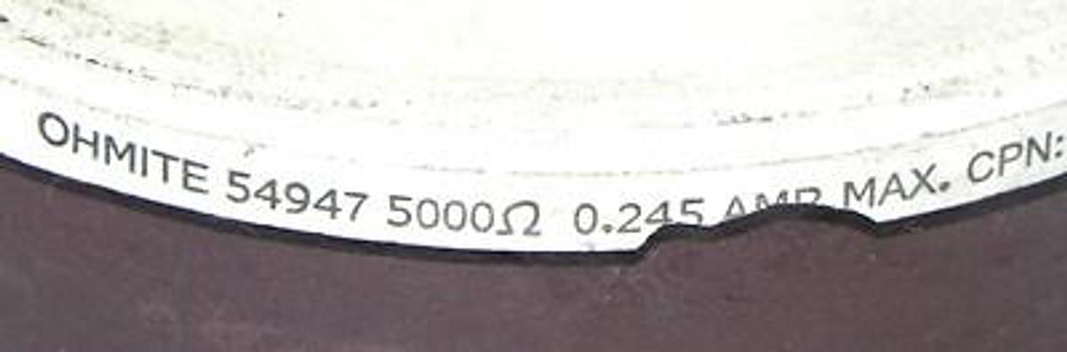 Used OHMITE 54947 RHEOSTAT 138A1068-P23 0832