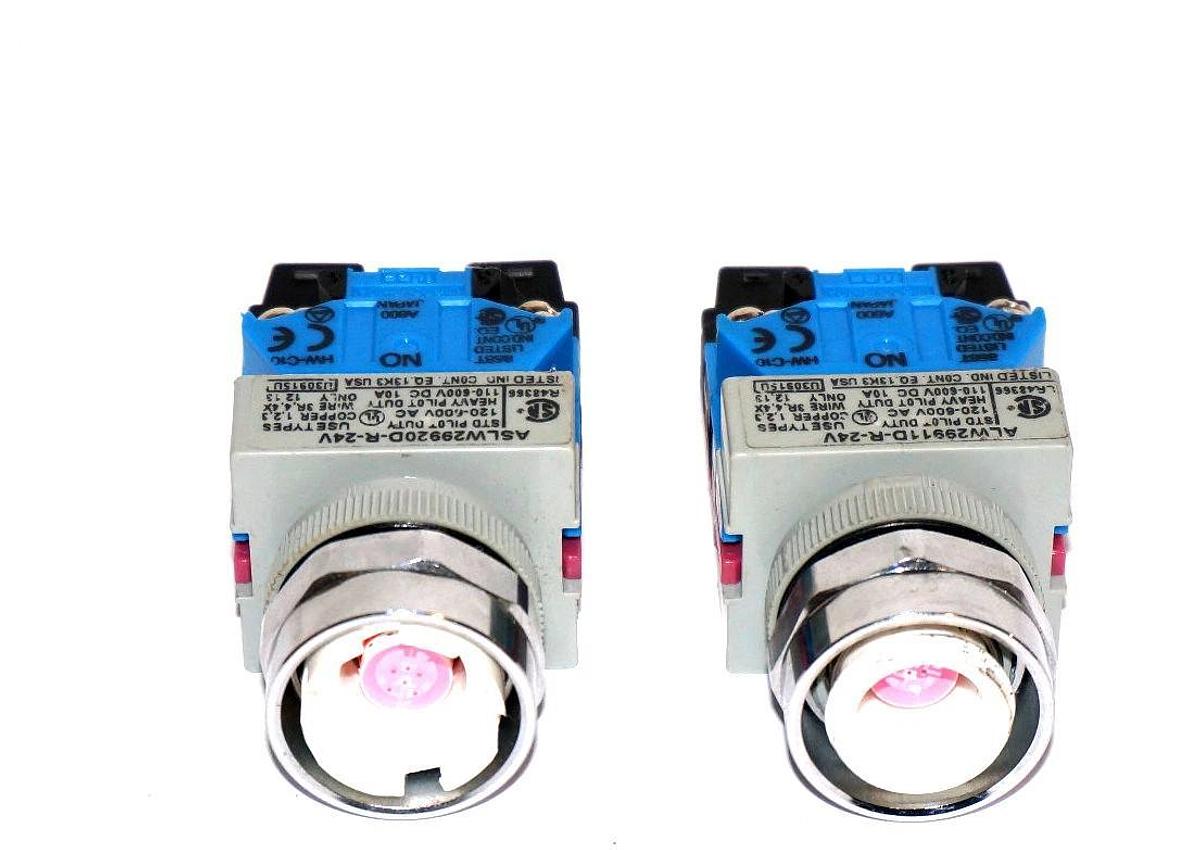 Used LOT OF 2 IDEC ASLW29920D-R-24V SELECTOR SWITCHS ASLW29920DR24V