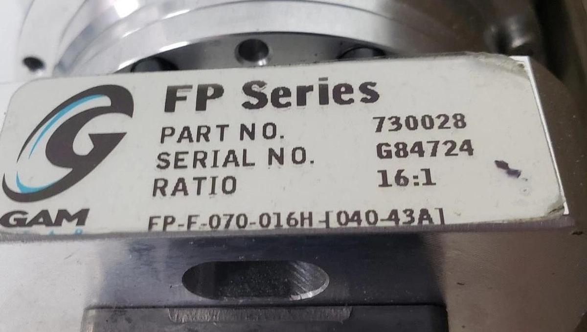 Used GAM GEAR 730028 FP SERIES GEARHEAD 16:1 RATIO W/ HG-KR13 SERVO MOTOR & BASE