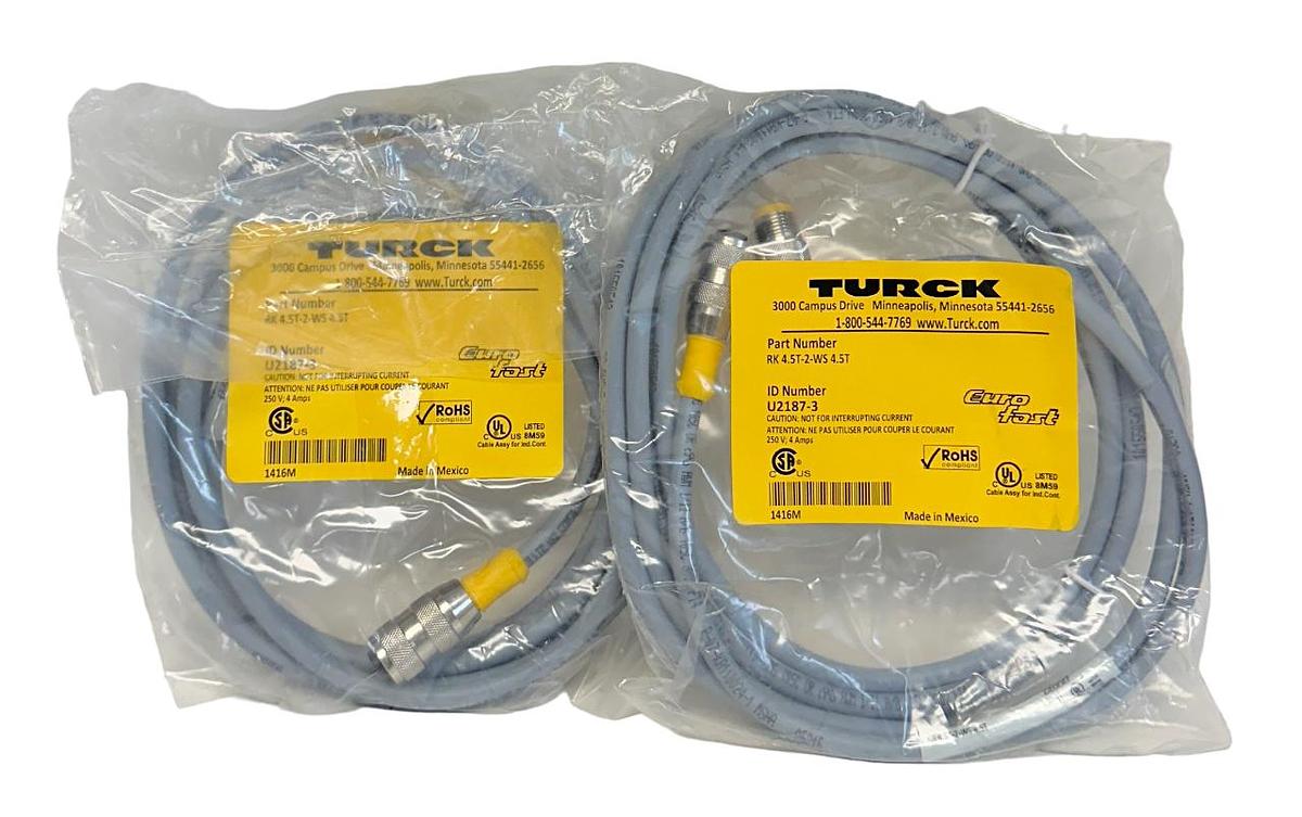 Used 2 TURCK VBRS 4.4-2PKG 3M-3/3 / U0971-77 SPLITTER CORDSETS 3M NSMP