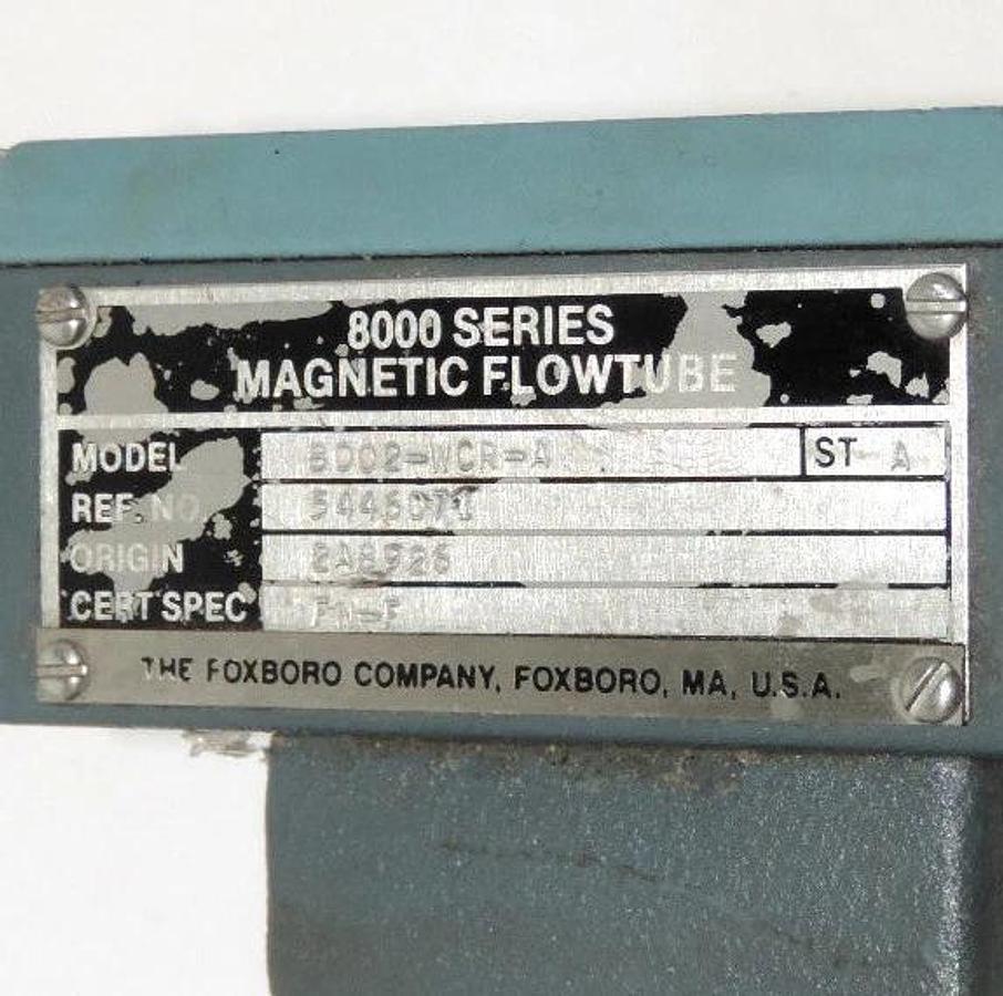 Used FOXBORO 8000 SERIES 8002-WCR-A ST: A MAGNETIC FLOW TUBE 2" INNER DIMENSION