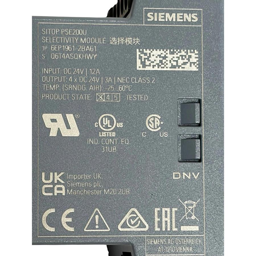 Siemens SITOP PSE200U Selectivity Module 6EP1961-2BA61 4x24V 3A NEC Class 2 New