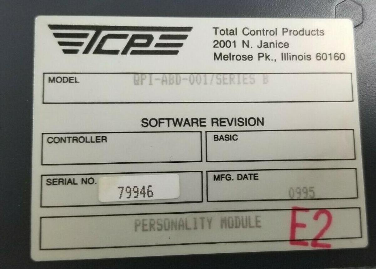 Used TOTAL CONTROL QPI11100S2P QUICKPANEL 10.4'' V1.12 W/ QPI-ABD-001 SER. B