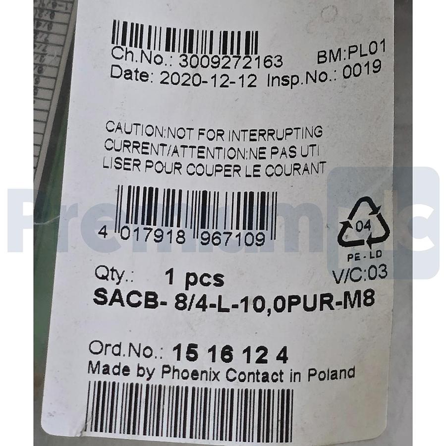 Used Phoenix Contact 1516124 | SACB-8/4-L-10,0PUR-M8 Sensor Actuator Box 8-Slot 10m