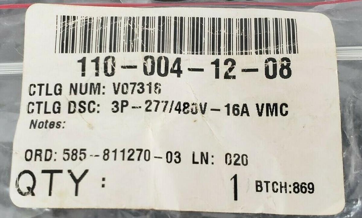 Used NEW GE V07316 / V-LINE C16 CIRCUIT BREAKER 3P, 16A, 277/480VAC