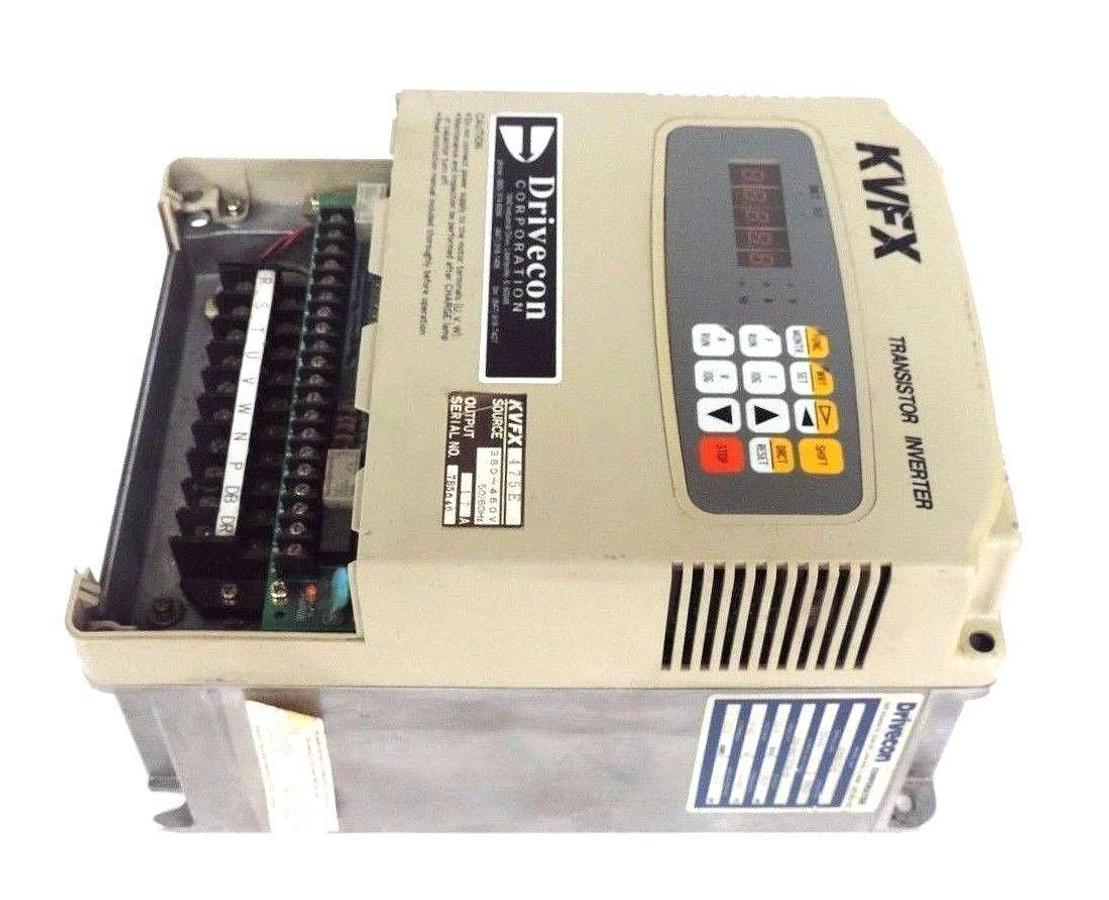Used DRIVECON KVFX-475-E TRANSISTOR INVERTER 380/460V, 50/60HZ, 17A, 10HP, KVFX475E