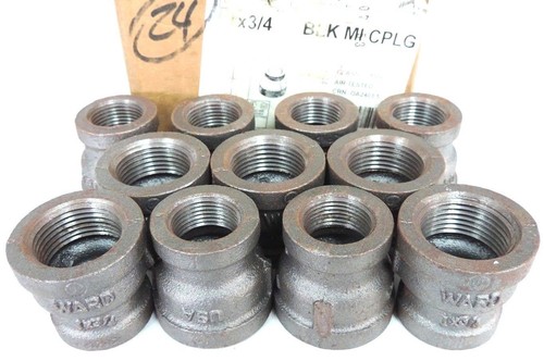 Used LOT OF 11 NEW WARD 1X3/4 BLK MI CPLG 1" X 3/4" BLACK PIPE REDUCER COUPLING