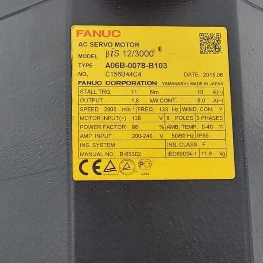 Used FANUC A06B-0078-B103 SERVO MOTOR BIS 12/3000 A06B0078B103 2015