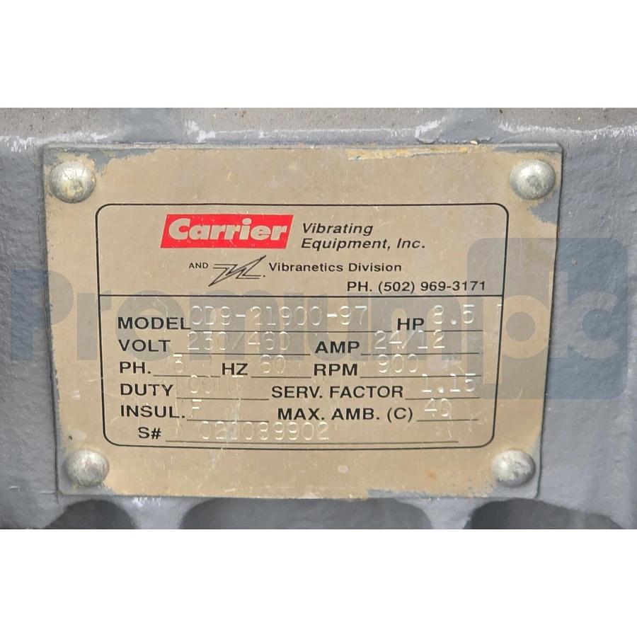 Refurbished CARRIER VIBRANETICS CD9-21900-97 8.5HP EXTRUDER VIBRATOR/VIBRATORY SHAKER MOTOR
