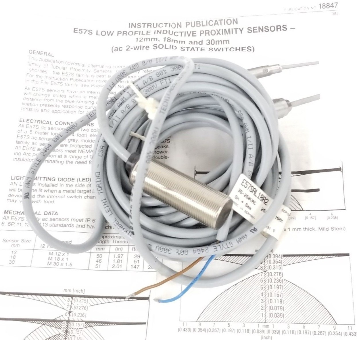 Used NEW EATON CUTLER-HAMMER E57SAL18A2 PROXIMITY SENSOR SER. B1, SN= 5MM, 35-250VAC