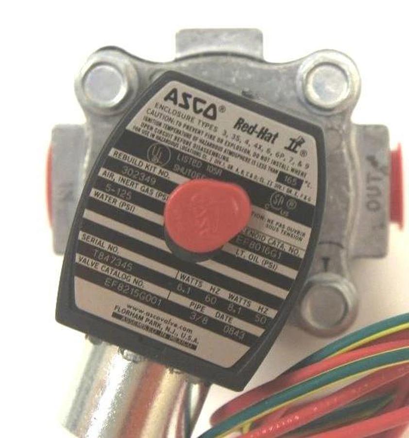 Used NIB ASCO REDHAT EF8215G001 SOLENOID VALVE 3/8" NPT, REBUILD KIT # 302349