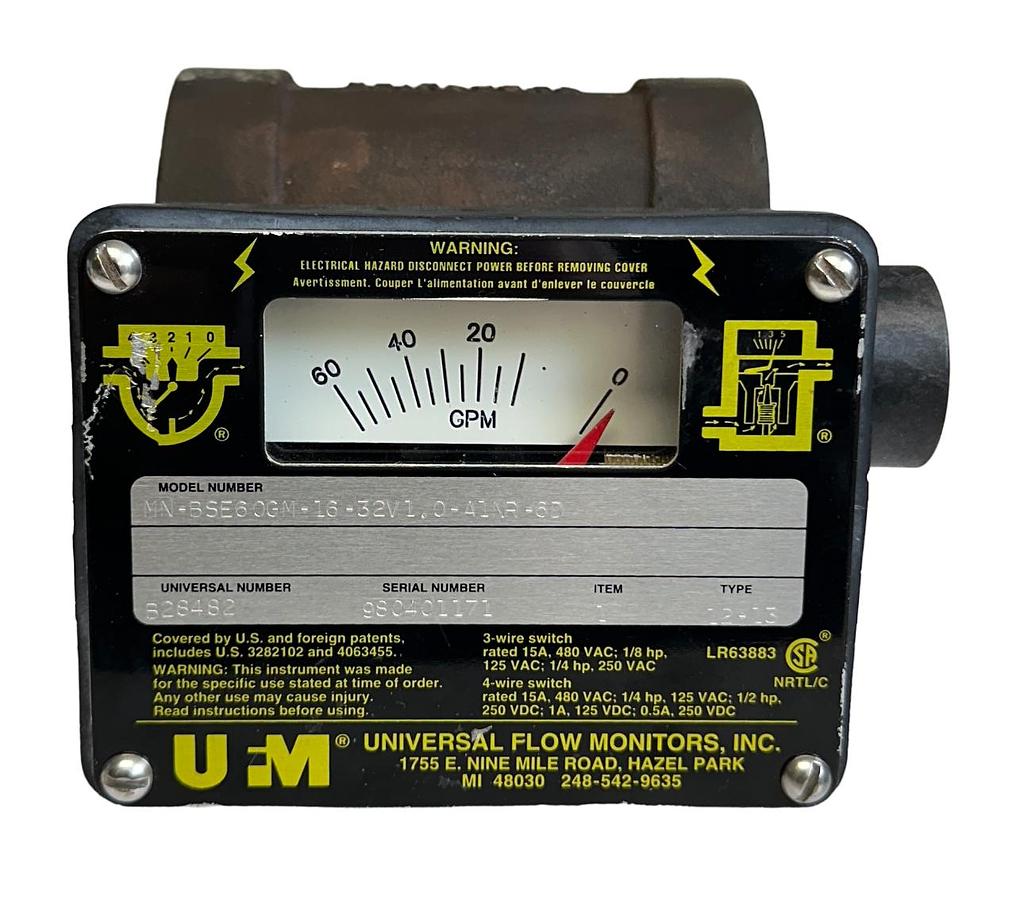 Used UFM MN-BSE60GM-16-32V1.0-A1NR-6D / B28482 FLOW METER TYPE 12-13 125-480V NSNP
