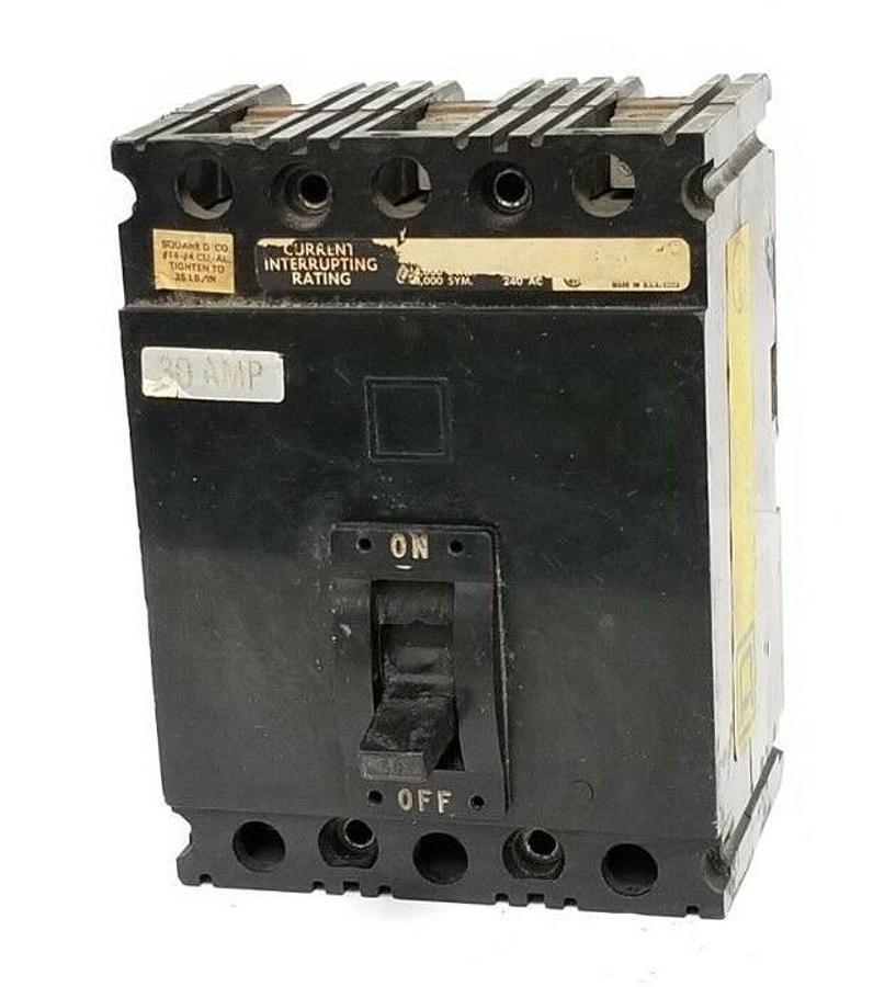 Used SQUARE D FAL-36030 CIRCUIT BREAKER W/ LUGS 30A 3P 600VAC 42362 FAL36030