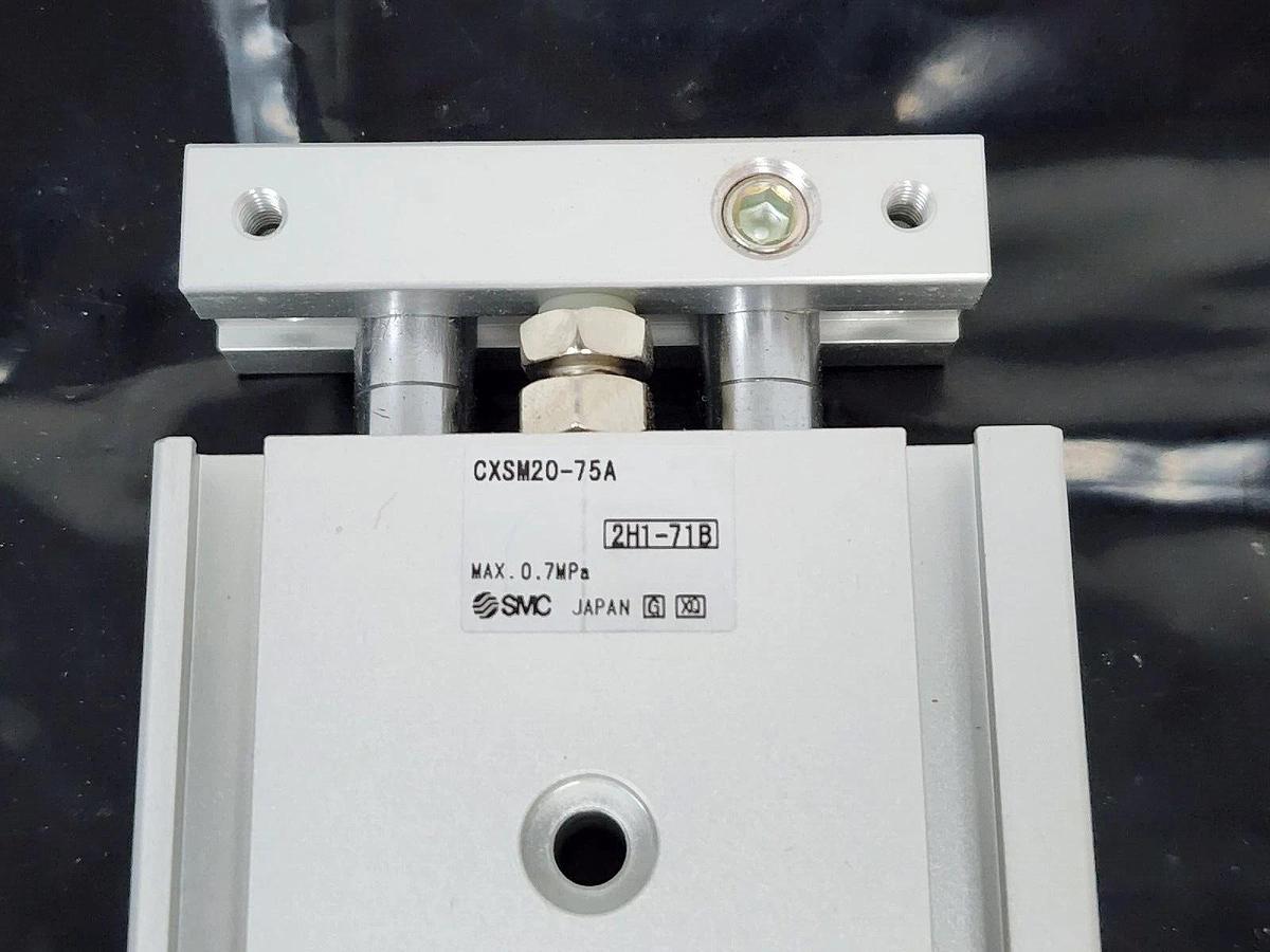 Used NIB SMC CXSM20-75A GUIDED CYLINDER PNUEMATIC DUAL ROD SLIDE BEARING CXSM2075A