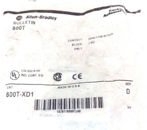 NEW ALLEN BRADLEY 800T-XD1 CONTACT BLOCK 800TXD1 SER. D