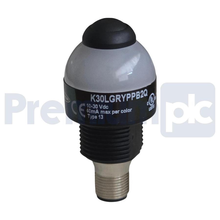 Used Banner K30LGRYPPB2Q 25449 K30L EZ-LIGHT 3-Color Indicator w/ switch 8-P M12 QD