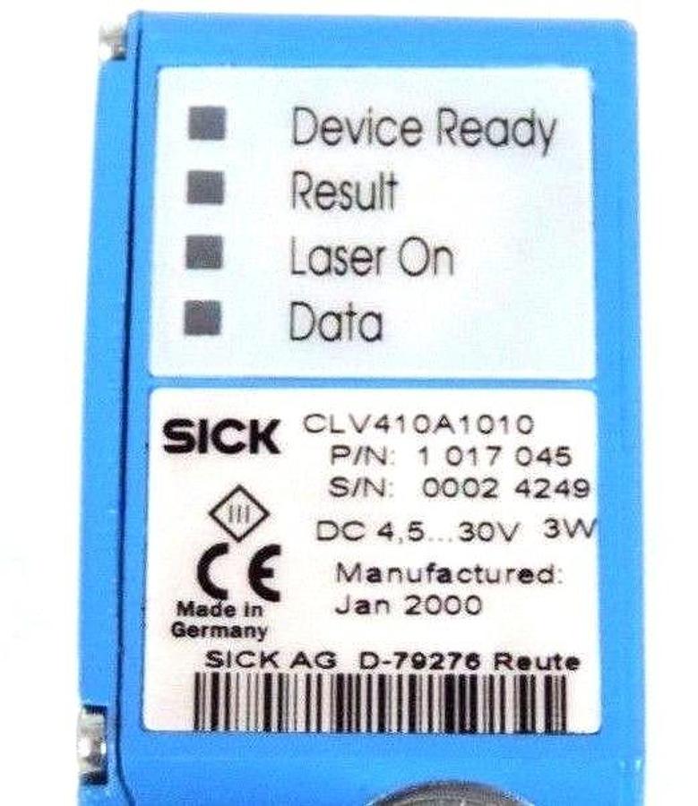 Used NIB SICK CLV410A1010 BARCODE SCANNER P/N 1-017-045 V1.33 SOFTWARE 2018047