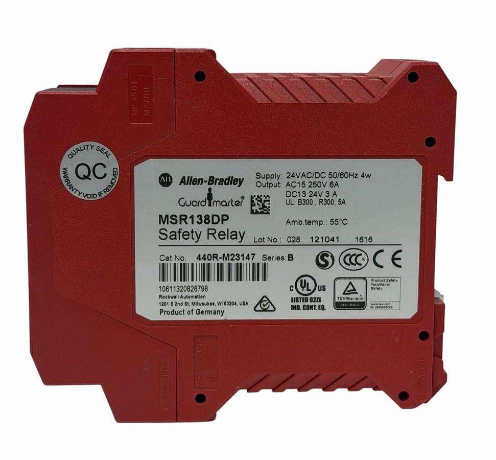 Used ALLEN BRADLEY 440R-M23147 GUARD MASTER SAFETY RELAY SER. B 440RM23147