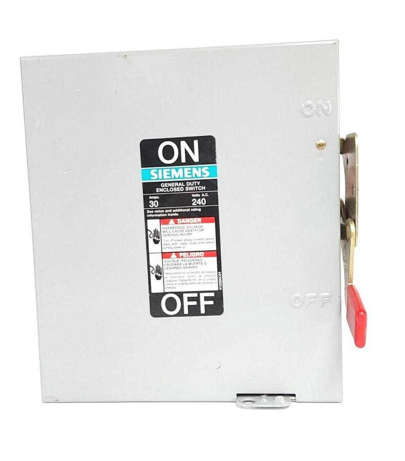 Used SIEMENS GNF321 GENERAL DUTY ENCLOSED SWITCH 30AMPS TYPE 1 ENCLOSURE
