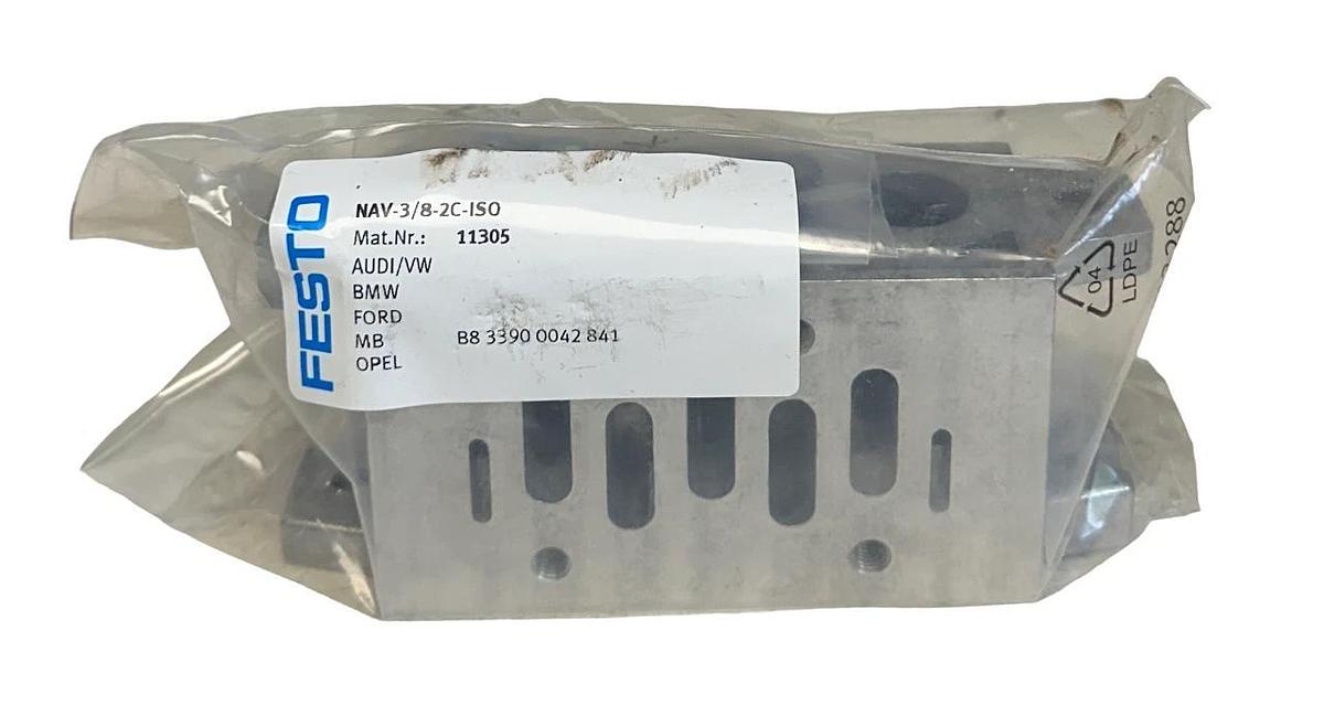 Used FESTO NAV-3/8-2C-ISO / 11305 PNEUMATIC MANIFOLD SUB-BASE NSFS