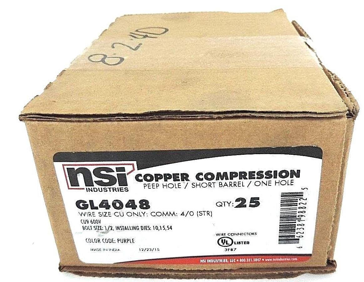 Used NIB NSI GL4048 COPPER COMPRESSION PEEP HOLE, SHORT BARREL, ONE HOLE - QTY 25