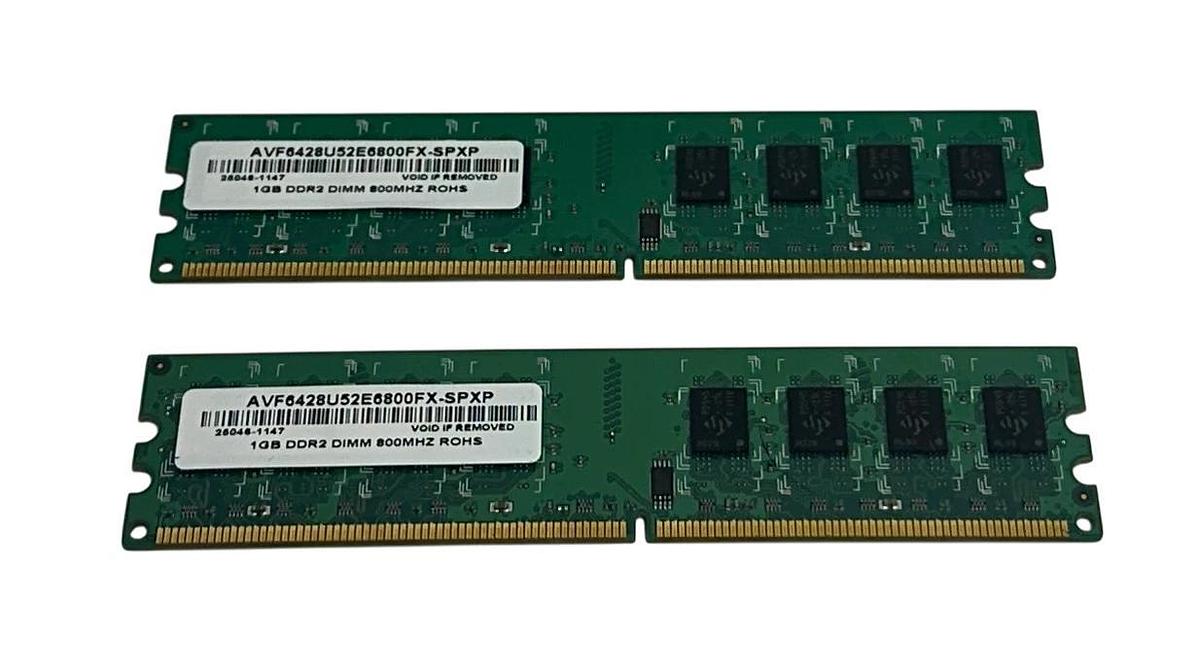 Used 2 AVANT AVF6428U52E6800FX-SPXP / AVF6428U52E6800FXSPXP 1GB DDR2 DIMM 800MHZ USNP