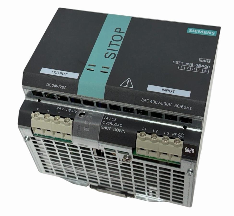 Used Siemens 6EP1436-3BA00 SITOP Modular Power Supply 3Ph 400-500VAC 24VDC 20A NSNP