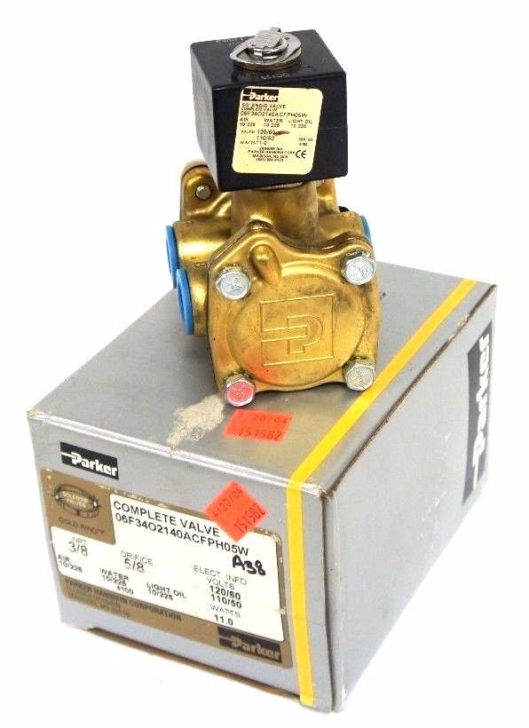 NIB PARKER 06F34O2140ACFPH05W SOLENOID VALVE 3/8" NPT, 5/8" ORIFICE