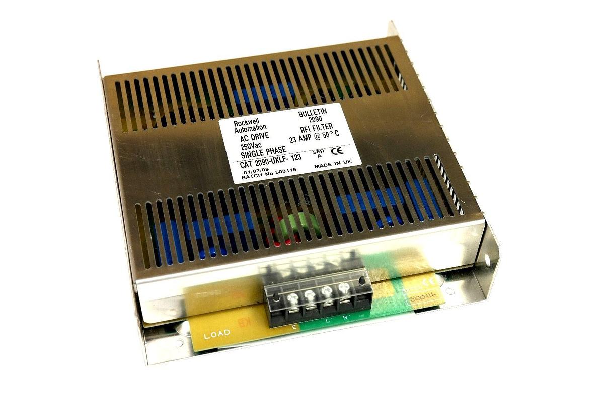 Used ROCKWELL AUTOMATION 2090-UXLF-123 SER A RFI FILTER 250VAC 23AMP@50°C 2090UXLF123