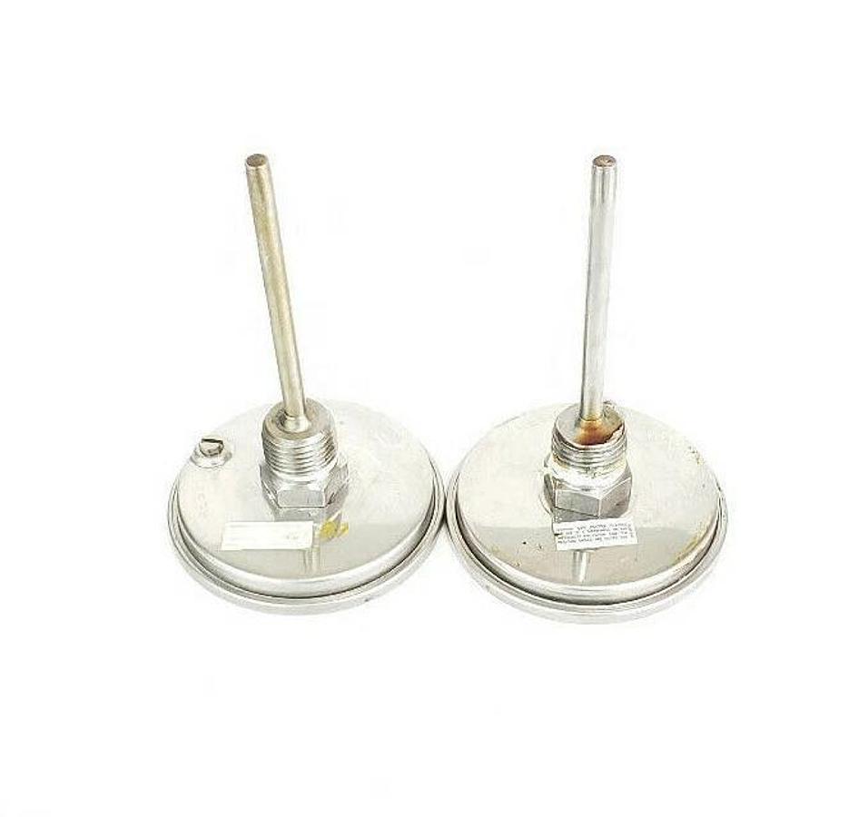 Used LOT OF 2 ASHCROFT 0-100 DEG C TEMPERATURE PROBES / THERMOMETERS, 4" STEMS
